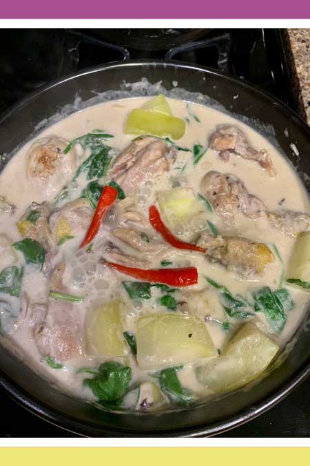 CHICKEN IN COCONUT CREAM WITH PAPAYA (GINATAAN MANOK AT PAPAYA)