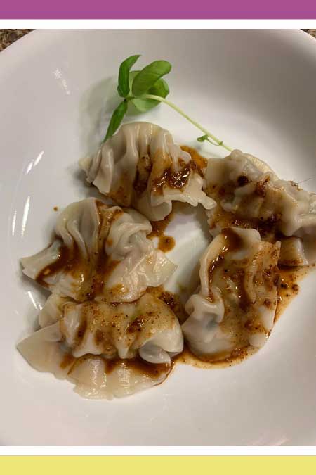 GYOZA (JAPANESE DUMPLINGS) WITH SPICY PEANUT SAUCE