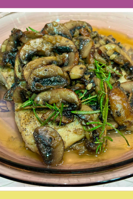MAHI MAHI WITH GARLIC ROSEMARY BELLA MUSHROOMS